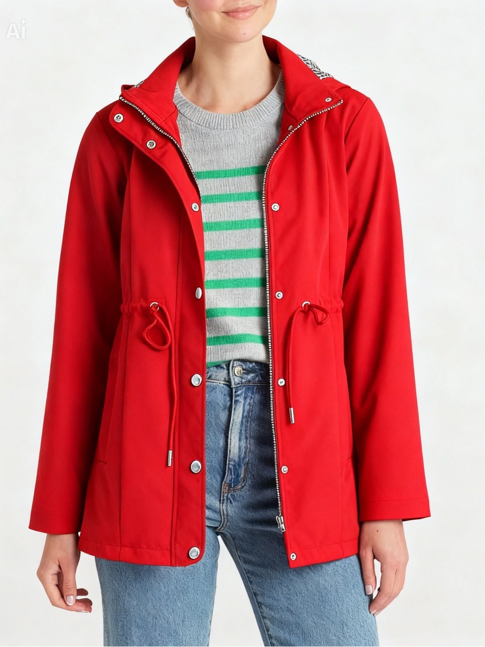 Market & Spruce Regan Red Rain Jacket Houndstooth NWT Small